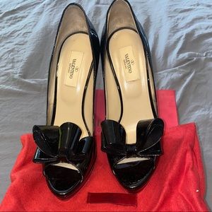 Valentino patent leather bow heels